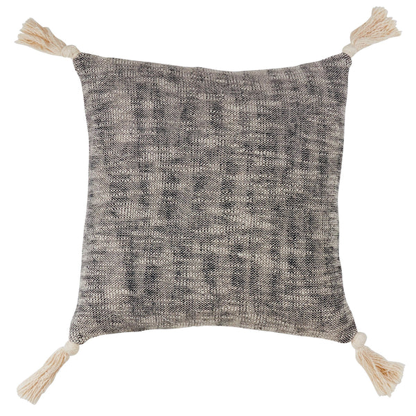 27" x 27" Grey Woven Tassled Pillow Cover Only