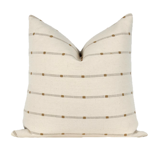 Cream stripe w/ Carmel dot pillow cover only.