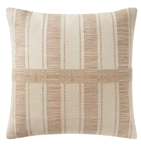 22" x 22" Caramel / Blush Stripe Pillow Cover Only