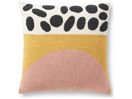 20" x 20" Pink/Yellow/Black/Cream Pillow Cover Only