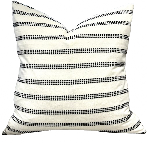 22" x 22" Black & Ivory Striped Pillow Cover Only